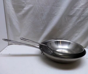 Emeril 8 &10" All Clad Stainless Copper Core Skillet Wok French Chef Pan 2pc - Picture 1 of 10