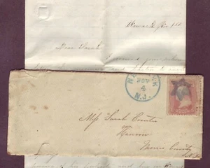 NEWARK NJ - Lovely BLUE STAR - FANCY CANCEL - SCARCE & UNLISTED - Cover w LETTER - Picture 1 of 3