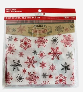 Merry Christmas Celebrate it Treat Bags 18pc 6.5 in 5.75 in New (J11) - Picture 1 of 4
