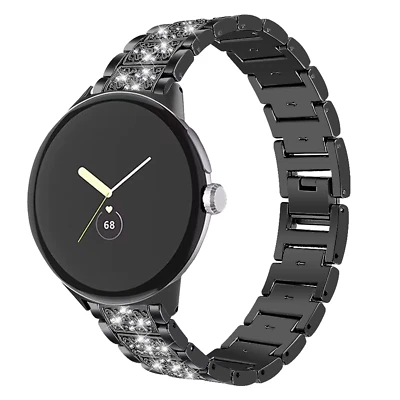 For Google Pixel Watch 1 2 3 41mm Diamond Stainless Steel Metal Strap Bracelet - Image 1 of 4