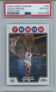 2008-09 Topps Chrome Julius Erving X-Fractor /288 #180 PSA 10 HOF - Bild 1 von 2