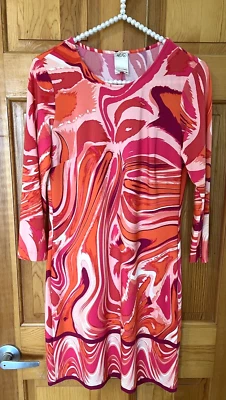 Vestido Retro ALI RO Mod Rosa Cereza Rojo Talla 2 Años 60 Abstracto Carrera a Noche Foto 1 de 4