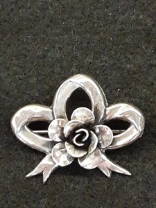 Vintage Sterling von JewelArt Rose & Schleife Brosche 1,25" x 1" - Bild 1 von 7