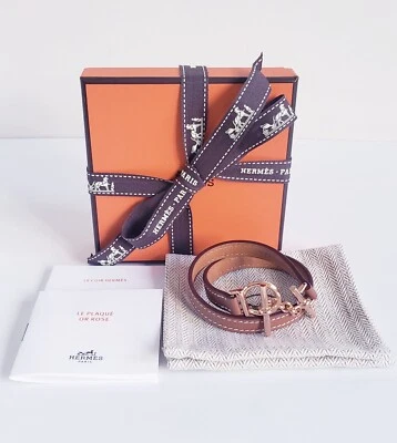 AUTÉNTICO BRAZALETE HERMÈS CROISIERE DOBLE TOUR DORADO X ROSA TALLA T1 - NUEVO Foto 1 de 4