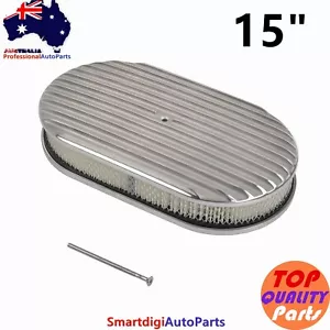 15"x2" Polish Aluminum Full Finned Air Cleaner Nostalgic For GM SBC BBC Hot Rod - Picture 1 of 11