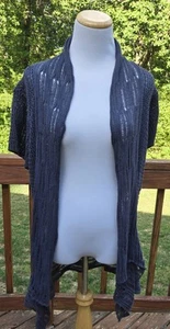 Cabi Damen Strick offene Strickjacke Gr. XL Leinenmischung grau kurze Ärmel klassisch - Bild 1 von 16