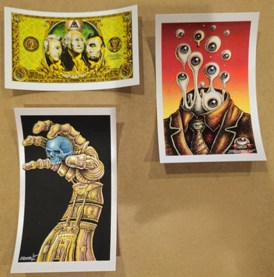  EMEK Art Print Handbill Pack Of 3 Presidents Skull Hand  - Image 1 of 4