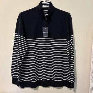 NWT CHAPS 1/4 Zip Pullover Men’s XXL Nautical Navy Stripe Athleisure Outdoors 2X - Picture 1 of 13