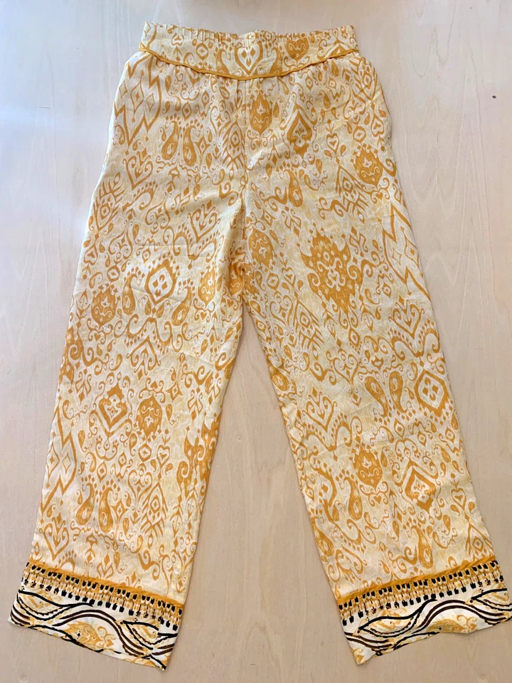 Pantalones INC International Concepts Talla M Amarillo Boho Ikat Flujo Geométrico Foto 1 de 4
