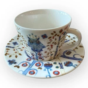 iittala Taika Coffee / Tea Cup and Saucer White Owl Klaus Haapaniemi Finnish - Picture 1 of 11