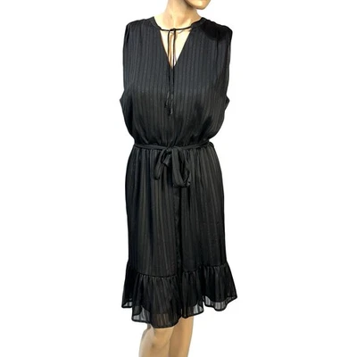 WHBM White House Black Market Women’s Dress L Size L Tie Belt Ruffle Hem NWT - Image 1 of 4