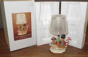 Lámpara vela Enesco 8" Gingerbread People Tealight con pantalla de vidrio ¡Sin usar, en caja linda! - Imagen 1 de 10