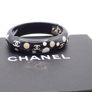 CHANEL CC Logo Dots Bangle Bracelet 05 C Black France Accessory 62KA865 - Picture 1 of 13