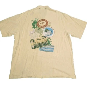 Pendleton Camp Shirt Mens Jacquard Silk Large Beige Oversized Hawaiian Beach - Picture 1 of 7