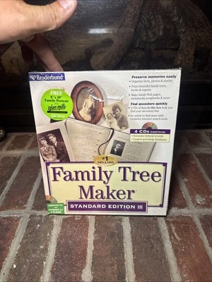 Family Tree Maker Standard Edition III Windows 95 3.1 4 CD-ROM Broderbund V4 NEW - Image 1 of 4
