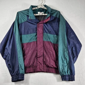 Vintage Thomas E Wilson Jacket Mens 2XL Burgundy Green Navy Windbreaker 90s - Picture 1 of 11