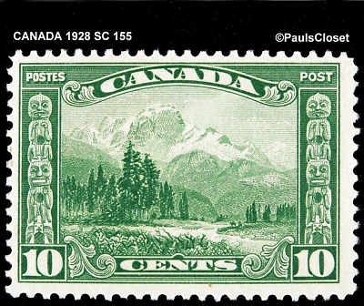 CANADA 1928 SC 155 MT. HURD GREEN 10¢ MINT NEVER HINGED OG FINE/VERY FINE - Image 1 of 2
