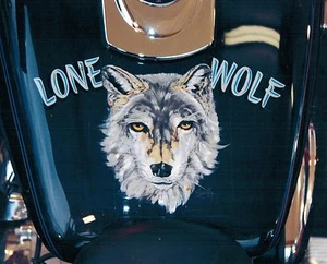 8x10 handgemalt Motorrad Wolf Kunst Foto Portfolio Seite Airbrush Künstler-Geschenk - Bild 1 von 1
