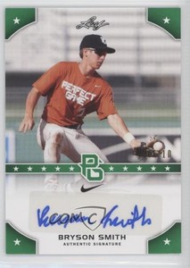 2015 Leaf Perfect Game National Showcase Green /10 Bryson Smith #PG-BS1 Auto