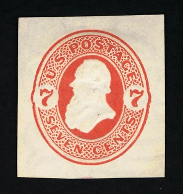 EXCEPTIONAL GENUINE SCOTT #U88 MINT 1871 VERMILION ON CREAM REAY CUT SQUARE - Image 1 of 2