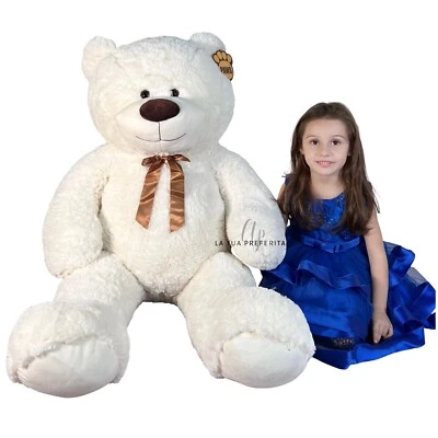 Géant Ours 150Cm Blanc Ivoire Peluche Ourson Doux Grande Taille XXXL - Photo 1/3