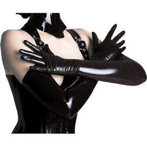 Sex Women Patient Leather Long Gloves Wet Look Latex Party Opera Club Costume