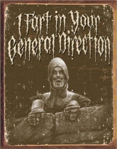 Cartel de hojalata de pedo francés de la película Monty Python y el Santo Grial NUEVO SIN USAR - Imagen 1 de 1