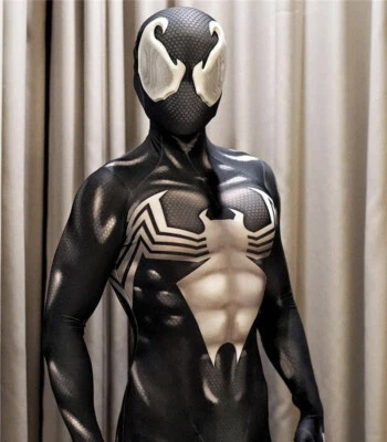 Black Venom Spiderman Cosplay Costume Jumpsuit Spider-man Zentai Suit Halloween - Image 1 of 4