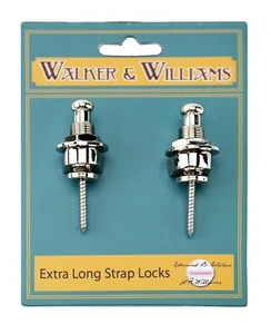 Walker & Williams Extra Long Deep Barrel Strap Locks for Thick Guitar Straps ... - Picture 1 of 7