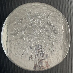 Kosta Boda Sweden Kjell Engma Designed Ulla Platter 33cm Butterfly Floral EUC - Picture 1 of 17