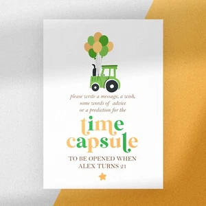 Personalised Time Capsule Sign for Tractor Themed Birthday Party (KP17) - Picture 1 of 2