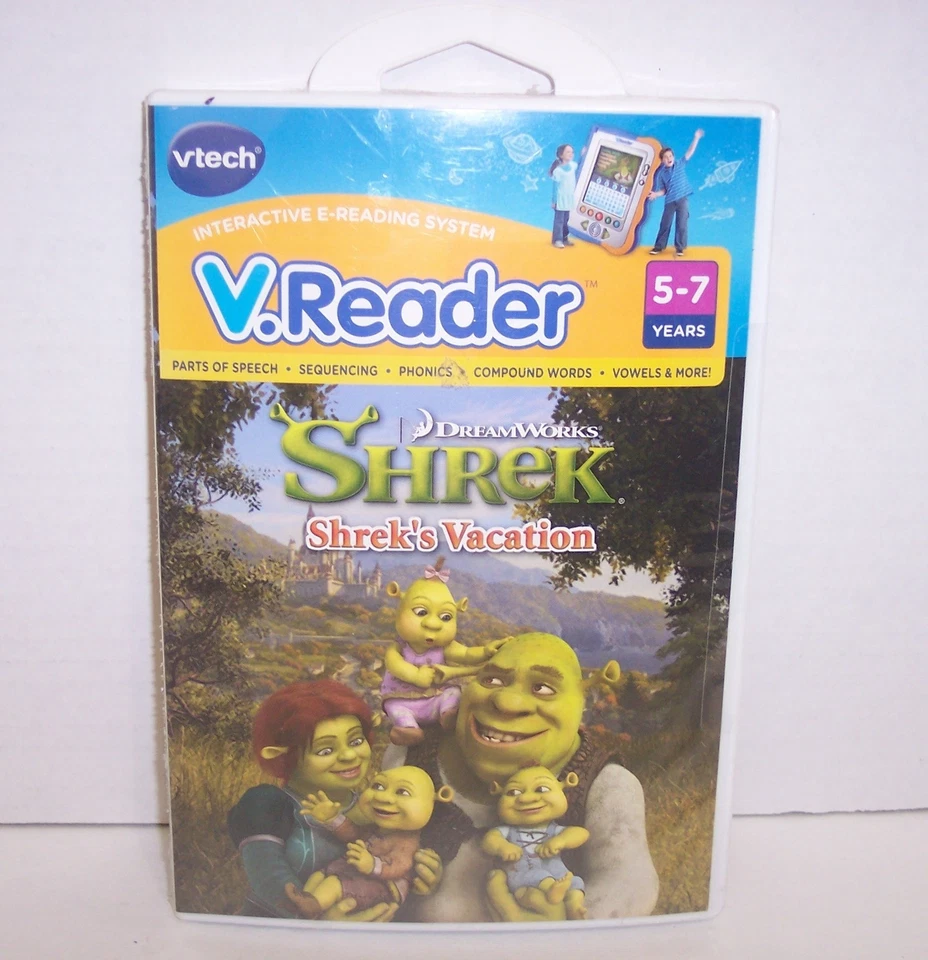 VTech V.reader Animated Book Shrek's Vacation Software Game Cartridge