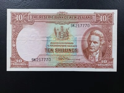 New Zealand 10 Shillings, 1956-1967, 9K217770 (P-158d) - Image 1 of 4