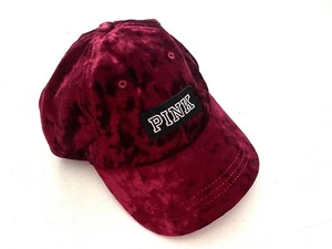 PINK Victorias Secret New Velvet Logo Deep Ruby Baseball Cap Hat O/S - Picture 1 of 3