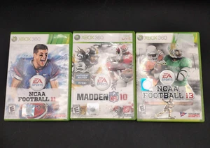 XBOX 360 Games Bundle Madden 10,  NCAA Football  11 and 13 Lot of 3 Games - Picture 1 of 6