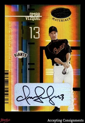 Espejo autógrafo dorado #118 Omar Vizquel 2005 materiales certificados hoja 25/11 automático Foto 1 de 2