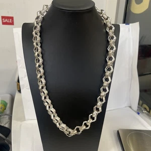 925 Sterling Silber 26 Zoll Sechseck Belcher Herren Kette. 170,9g. Angebote Willkommen - Bild 1 von 8