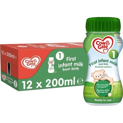 12 x 200ml Cow & Gate 1 First Infant Milk Suitable From Birth - Image 1 of 4