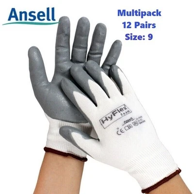 Ansell Hyflex Gloves Size 9 - Nitrile Foam Palm Coated 12 Pairs Multipack - image 1 of 4