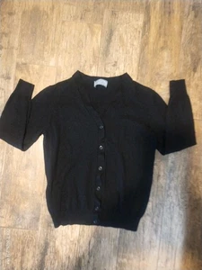 PRADA Black Wool Knit V-Neck Button-Front Cardigan Sweater 42 - Picture 1 of 4