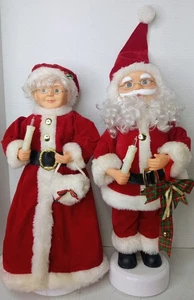 Motiones animadas vintage de 18" de Papá Noel y señora Claus NAVIDAD ILUMINADA POR PADMA - Imagen 1 de 5