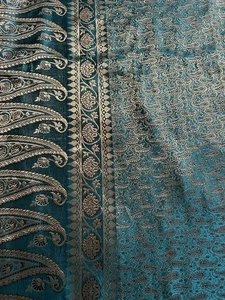 Black Silk with Gold Metallic Silk Jacquard & woven Borders 44" x 105" (SM-1004) - Picture 1 of 4