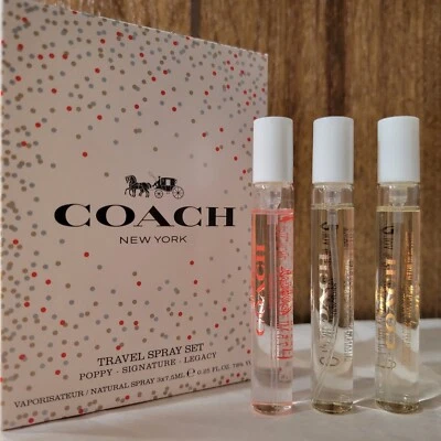 COACH Travel Spray Set Eau De Parfum Legacy Signature Poppy .25 fl oz NIB Sealed - Image 1 of 3