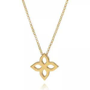ROBERTO COIN Princess Flower Outline Pendant Necklace in 18K Yellow Gold - Picture 1 of 2