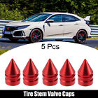 5pcs Red Tire Stem Valve Caps Covers Spike Style Universal for Car Bike Truck