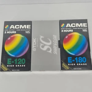 VHS TAPE New Sealed Lot of 3 Assorted E-180 E-120 Acme TDK SC - Bild 1 von 10