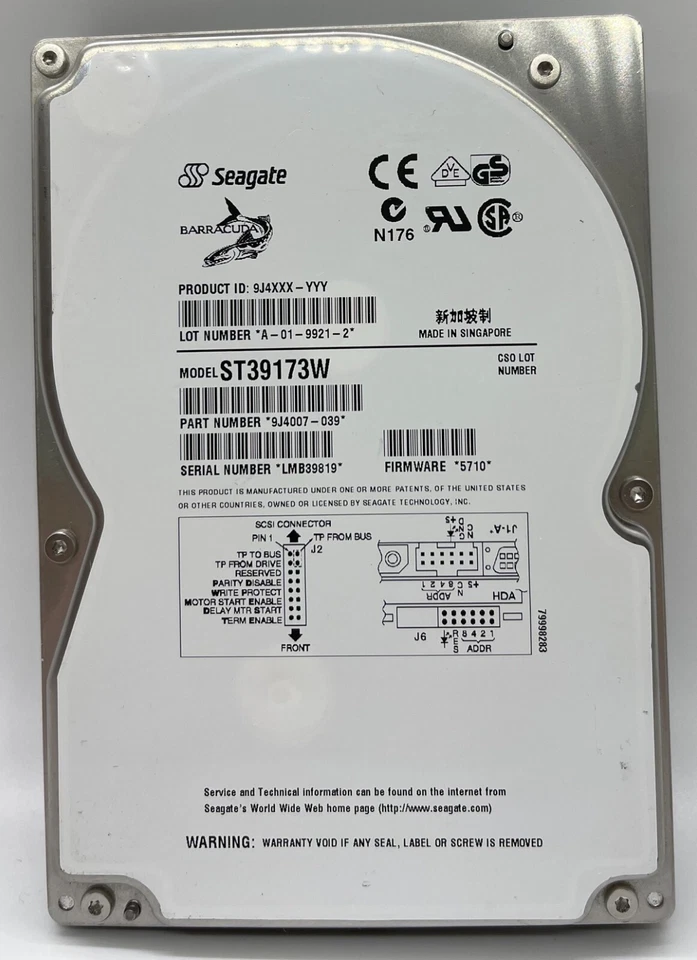 Seagate/AVID ST39173W SCSI 68-PIN Barracuda 9.1 GB INTERNAL 3.5" Hard drive - Image 1 of 1
