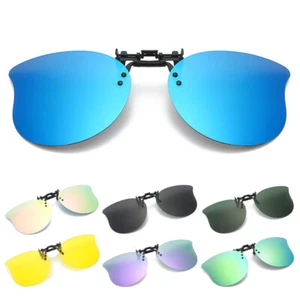 Polarized Cat Eye Clip on Sunglasses Rimless Flip Up Over Prescription Glasses - Picture 1 of 23