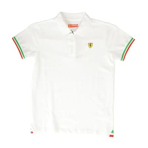 Scuderia Ferrari Kid "Ita Tricolor Flag Piquet" White Polo Shirt 13/14 Years - Picture 1 of 4