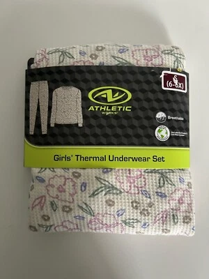 Nuevo con etiquetas Conjunto de ropa interior térmica floral pintada con gofres para niñas Athletic Works talla S 6-6X Foto 1 de 2